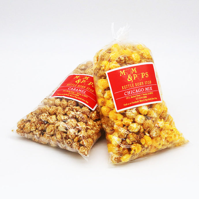 Gourmet Popcorn - bag of caramel and bag of mixed